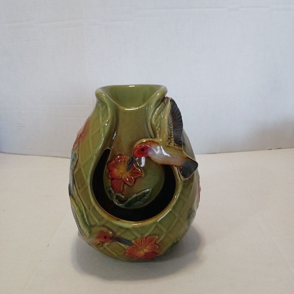 Tabletop Hummingbird Bubbling water Fountain. Corded Relaxing Indoor Handpainted